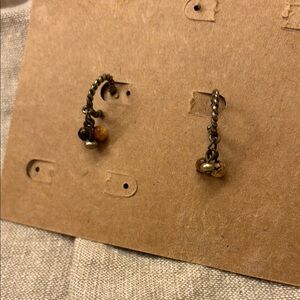 Elegant Gold and Brown Dangle Earrings